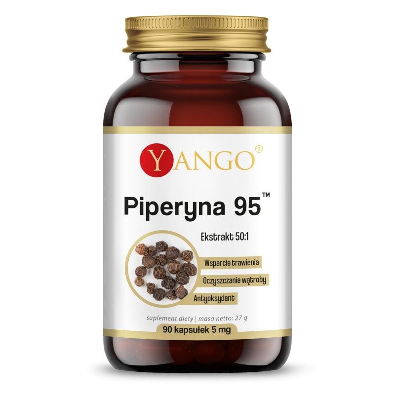 Piperyna ekstrakt z czarnego pieprzu 95 - Yango - 90 kaps.