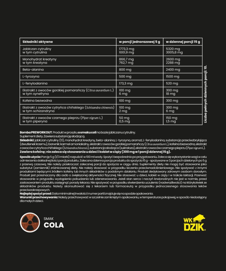 Bomba preworkout Cola 150g - WKDZIK