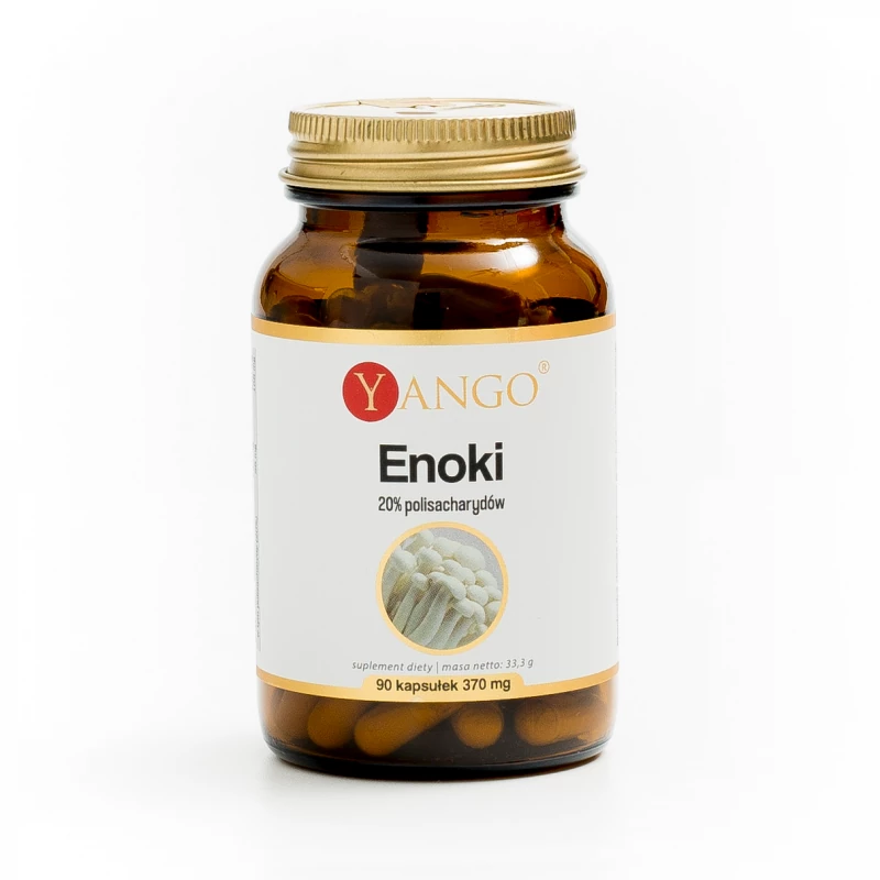 Grzybki Enoki - 20% polisacharydów - Yango - 90 kaps.