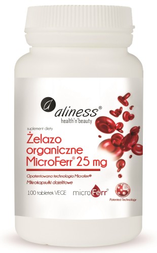 Żelazo organiczne MicroFerr® 25mg - 100 Vege kaps. - Aliness